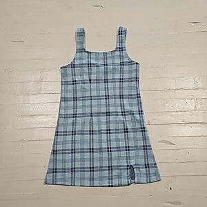 Girls Navy and Light Blue Plaid Dress